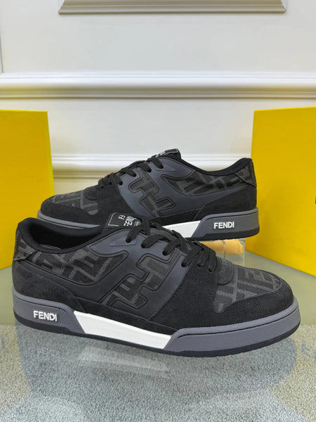 All-Black Luxury Designer Sneakers with Signature Pattern