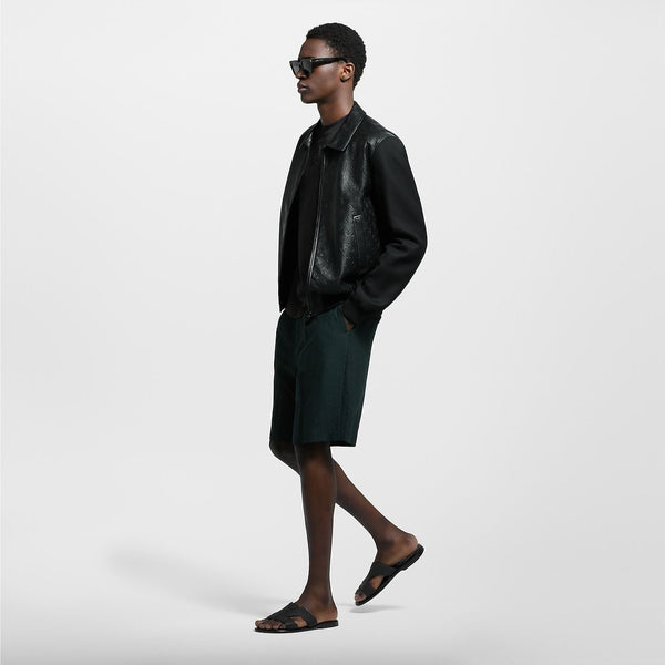 Premium Black Embossed Designer Slip-On Slides for Men