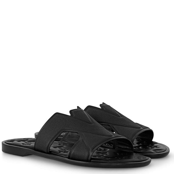 Premium Black Embossed Designer Slip-On Slides for Men