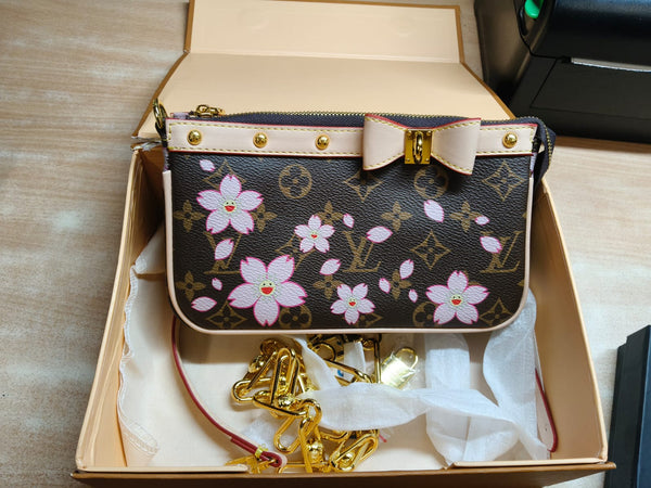 Stylish Floral Monogram Mini Shoulder Bag with Bow Detail