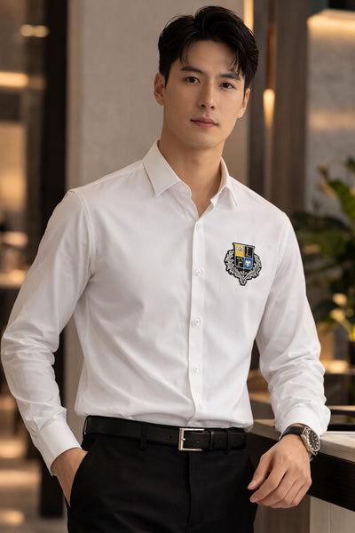 Premium Solid Formal Shirts with Embroidered Crest  Classic Luxury Collection
