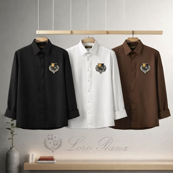Premium Solid Formal Shirts with Embroidered Crest  Classic Luxury Collection