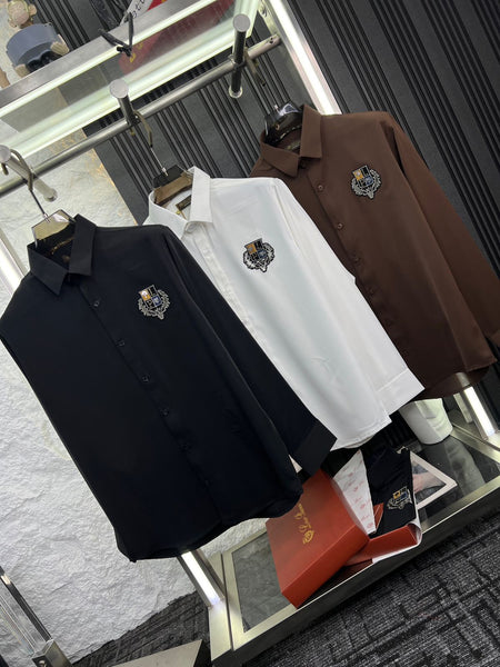 Premium Solid Formal Shirts with Embroidered Crest  Classic Luxury Collection