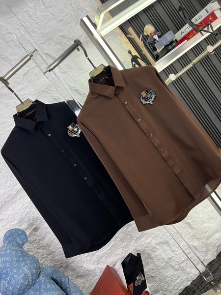 Premium Solid Formal Shirts with Embroidered Crest  Classic Luxury Collection
