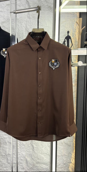 Premium Solid Formal Shirts with Embroidered Crest  Classic Luxury Collection