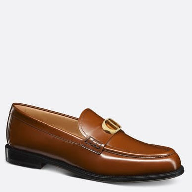 Elegant  Brown Leather Shoes with Signature CD Detail