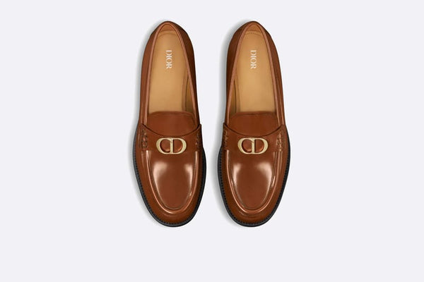 Elegant  Brown Leather Shoes with Signature CD Detail