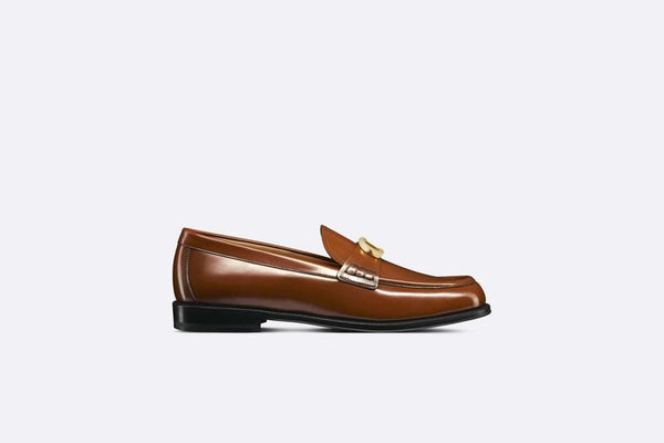 Elegant  Brown Leather Shoes with Signature CD Detail