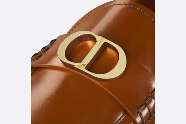 Elegant  Brown Leather Shoes with Signature CD Detail