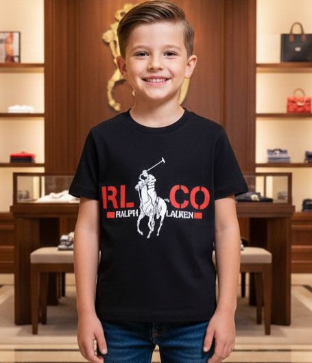 Classic Branded Kids Black Logo T-Shirt – Sporty & Premium Style