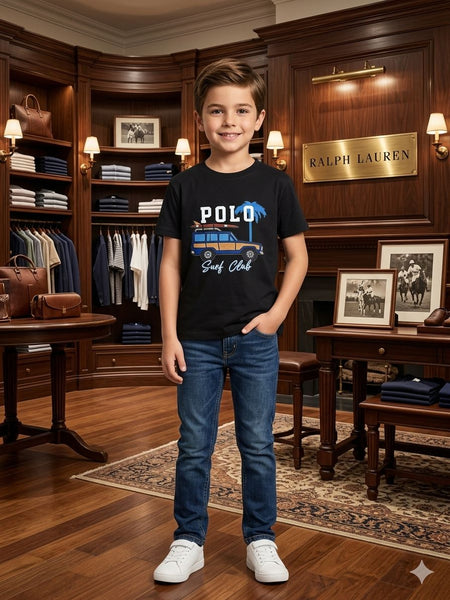 Stylish Kids Polo Surf Club Graphic T-Shirt  Classic Casual Wear