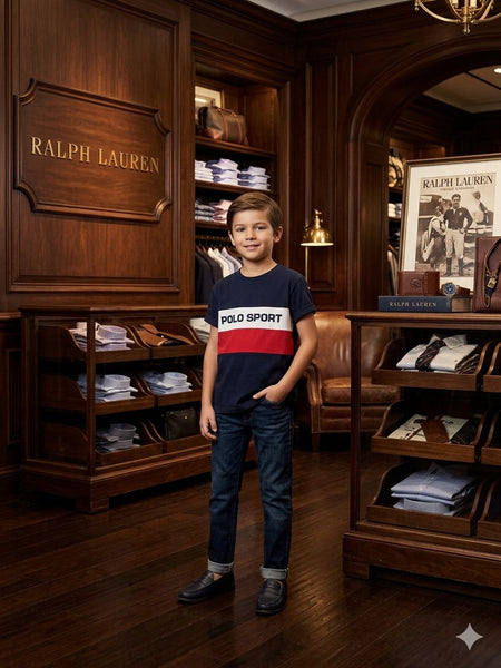Kids Polo Sport Colorblock  T-Shirt – Navy Blue Casual Wear