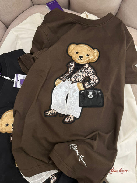Stylish Teddy Bear Embroidered T-Shirt Collection for Women