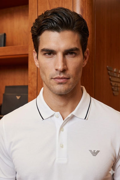 Elegant White Polo T-Shirt with Minimal Logo Timeless Premium Style