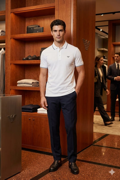 Elegant White Polo T-Shirt with Minimal Logo Timeless Premium Style