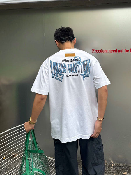 Premium White  Minimal Logo Drop Shoulder T-Shirt