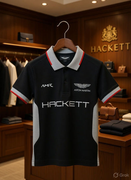 Kids Black Sports Polo T-Shirt  Stylish Racing Look