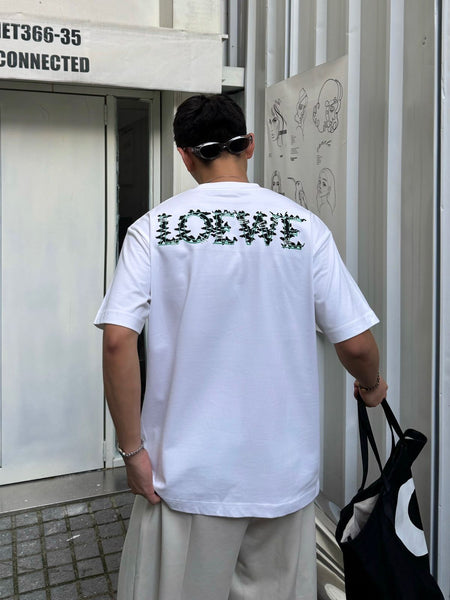 Premium Trendy White Embroidered  Drop Shoulder T-Shirt