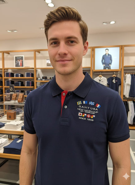 Premium Men Blue Regular Fit Solid Polo T-shirt