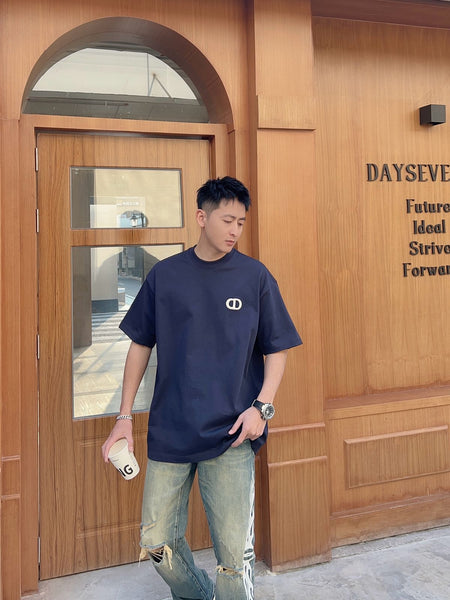 Stylish Branded  Oversized Blue T-Shirt with Minimal Front Logo