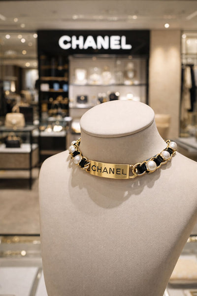 Luxury Gold Tone Pearl Chain Designer Style Necklace for Women