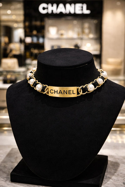 Luxury Gold Tone Pearl Chain Designer Style Necklace for Women