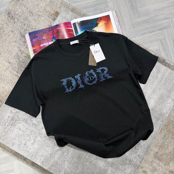 Imported  Black Logo Graphic Premium Drop Shoulder T-Shirt