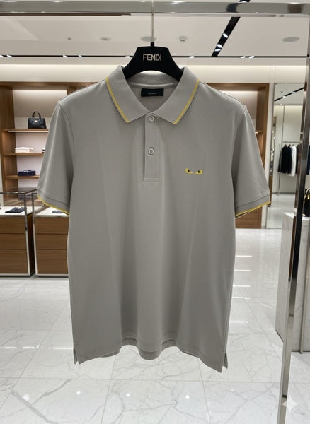 Luxury Grey Polo T-Shirt with Signature Detail Smart Casual Style