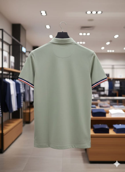 Classic Polo T-Shirt with Contrast Trim Sleeve