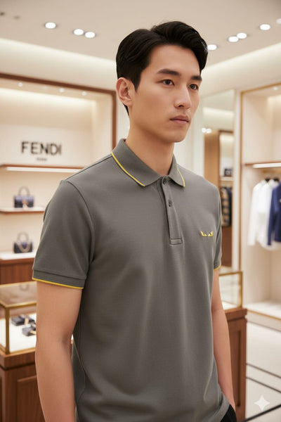 Premium Men’s Olive Grey Polo T-Shirt with Contrast Collar