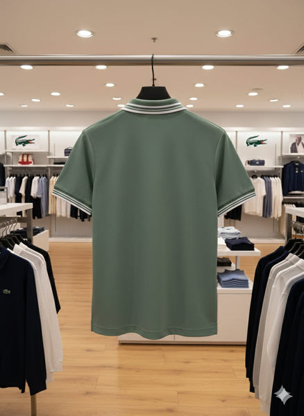Premium  Green Zip Collar Polo T-Shirt