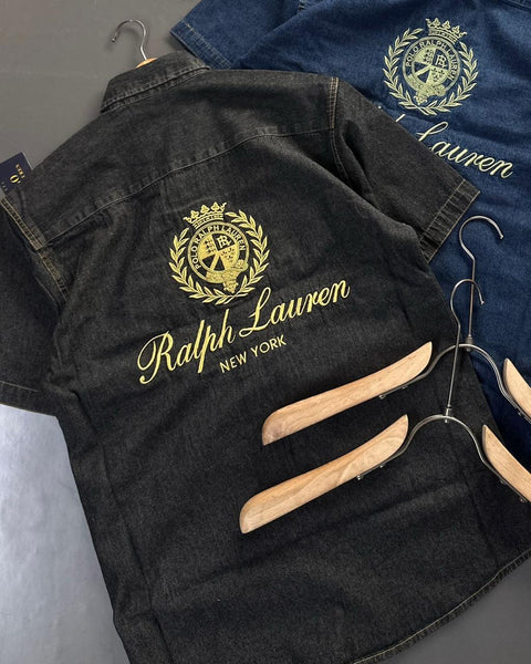 Premium Denim Short Sleeve Shirt Stylish Casual Wear