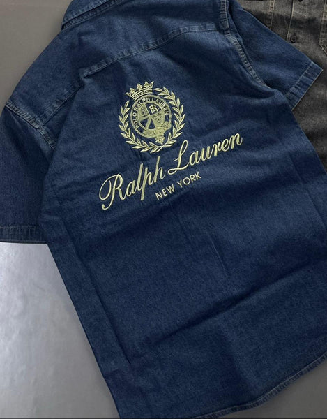 Premium Denim Short Sleeve Shirt Stylish Casual Wear