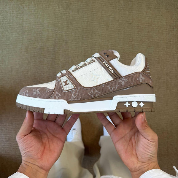 Premium Brown & White Designer Casual Sneakers for Men