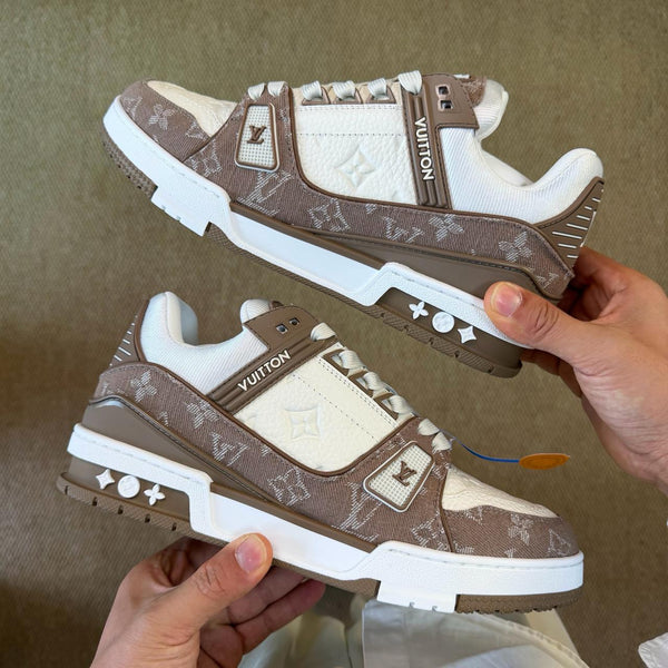 Premium Brown & White Designer Casual Sneakers for Men