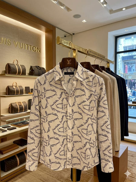 Premium Printed White Regular Fit Shirt for Men Luxury Designer Casual Wear