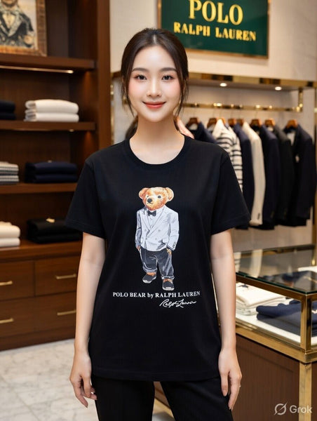 Classic Black Polo Bear Graphic T-Shirt