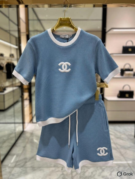 Premium Blue  Logo Knit Co-Ord Set for Women