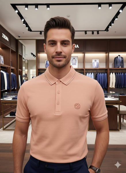 Premium Peach Polo Neck T-Shirt for Men