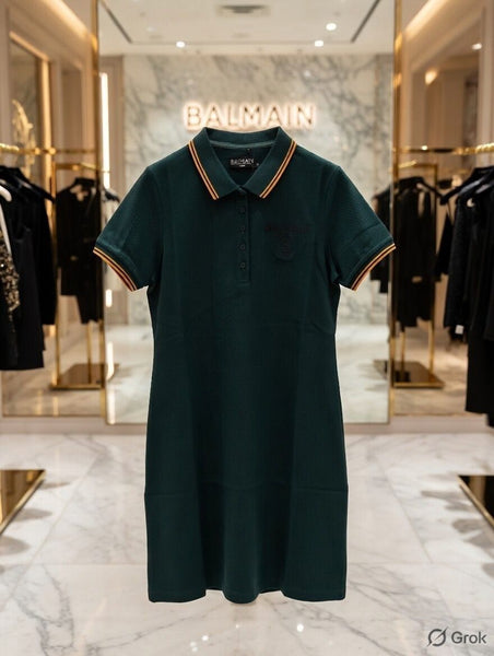Elegant  Dark Green Polo Dress Chic & Comfortable Style