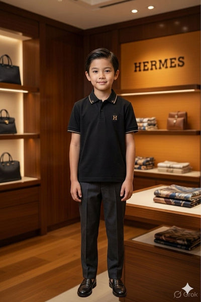 Kids Classic Black Polo T-Shirt