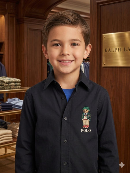 Premium Black Logo Embroidered Shirt Kid