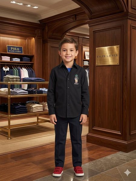 Premium Black Logo Embroidered Shirt Kid