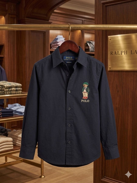 Premium Black Logo Embroidered Shirt Kid