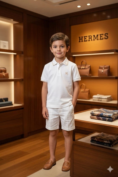 Kids Elegant White Polo T-Shirt