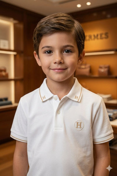 Kids Elegant White Polo T-Shirt