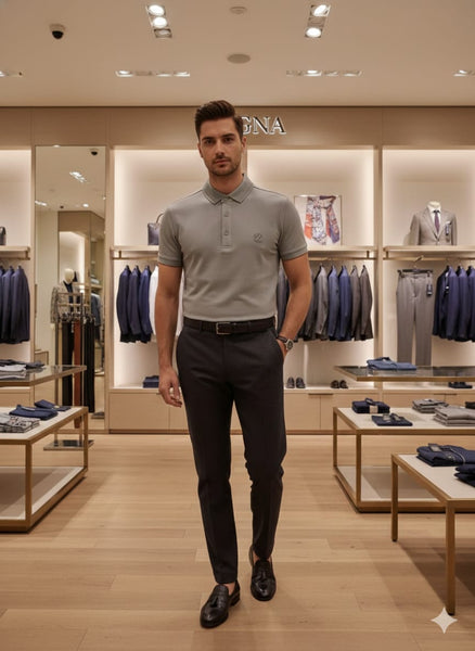 Premium Grey Polo Neck T-Shirt for Men