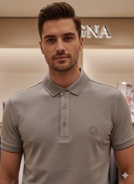 Premium Grey Polo Neck T-Shirt for Men