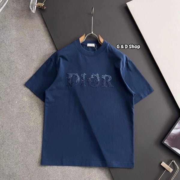 Premium Blue Embroidered Logo Drop Shoulder  T-Shirt for Men