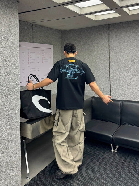 Luxury  Black  Oversized T-shirt With Brand Signature